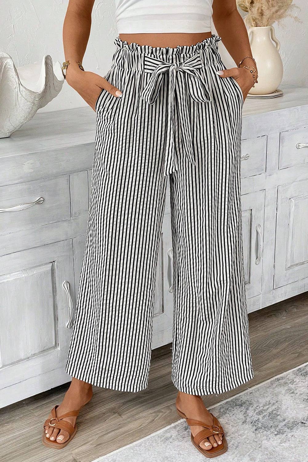 Striped Tie Knot Pants #LC7713