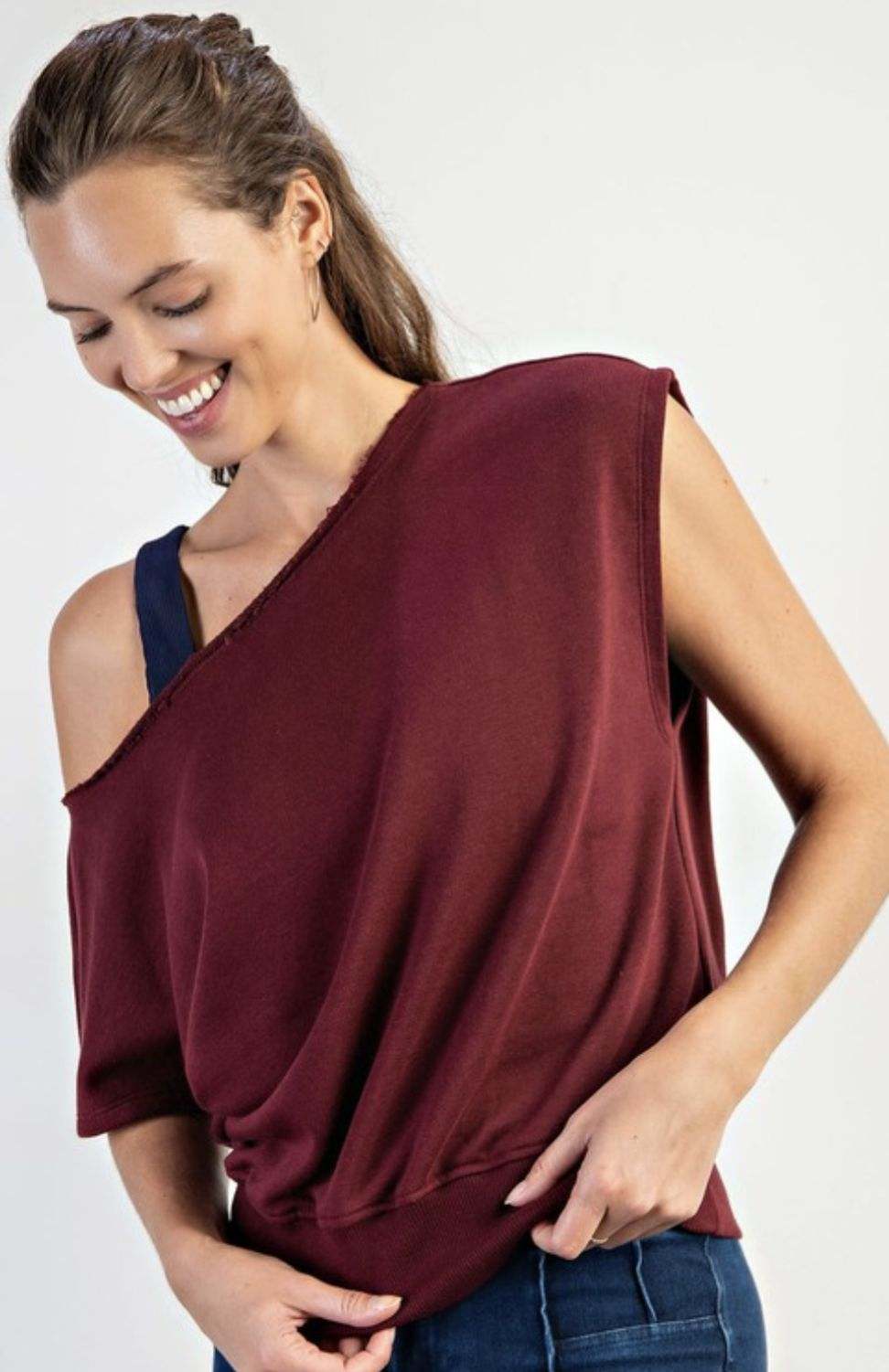 Terry Off Shoulder Top #S370