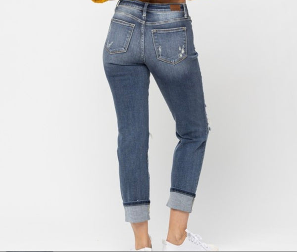 Mid rise cuffed jeans #JB117