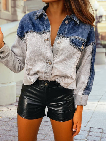 Color Block Denim Jacket #LC78214