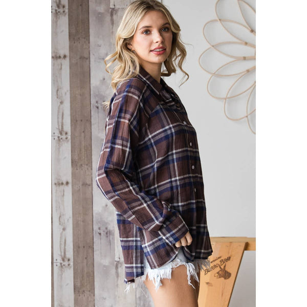 Boyfreind Plaid Shirt #VJ511