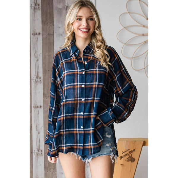 Boyfreind Plaid Shirt #VJ511