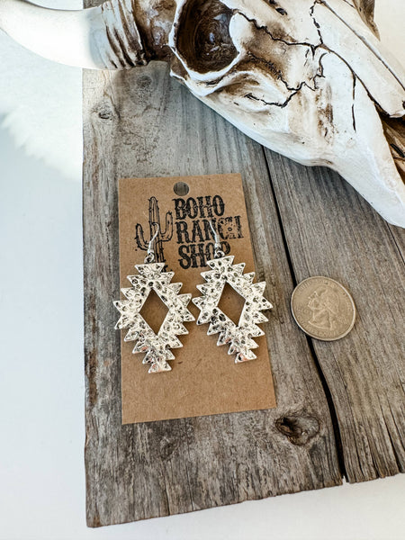 Western Hammered Textured Aztec Dangle Earrings #BRS03