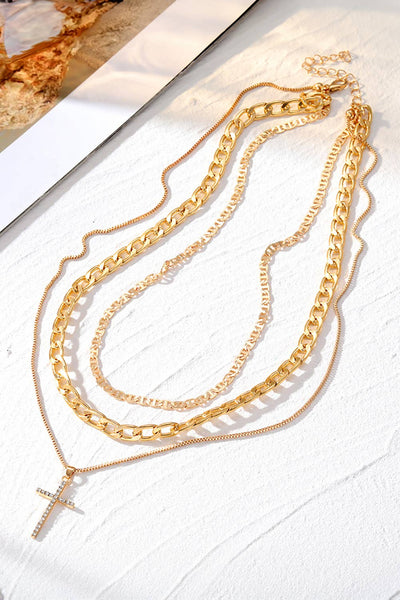 Cross Stacked Chains Necklace #P121