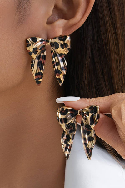 Wild Leopard Print Bow Knot Fashion Plated Earrings #P123