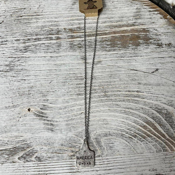 Metal Cow Tag Necklace #CH03