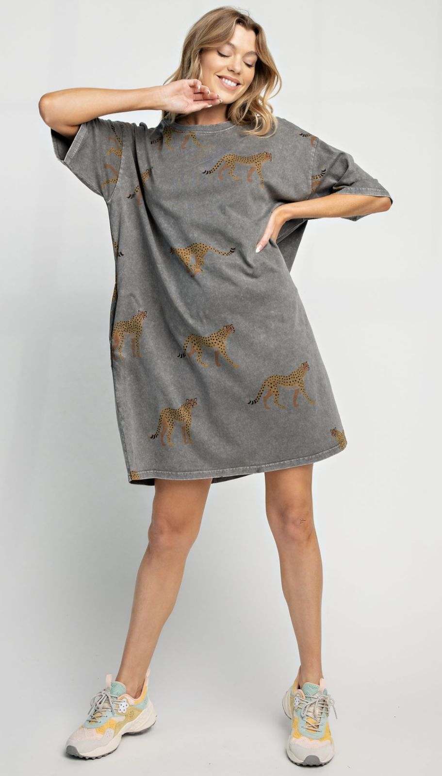 mineral wash t shirt dress Wisteria Mineral Wash Pocketed T-shirt Long Dress