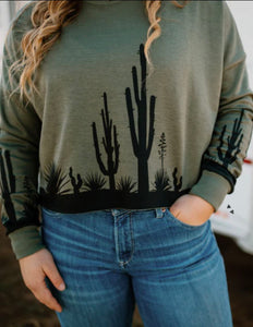 #TF103 Cactus Crop Top Sweater