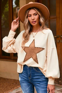 Tan shirt with studded star #SK012
