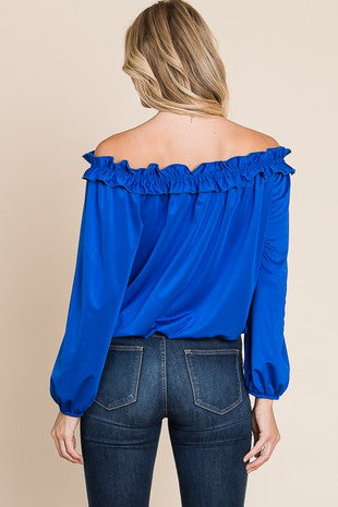 Royal Blue Ruffle Top #S275