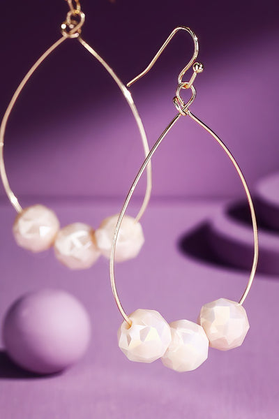 Teardrop Dangle Earrings with Crystal Ball Charms #E151