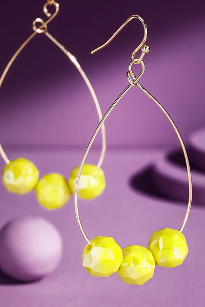 Teardrop Dangle Earrings with Crystal Ball Charms #E151