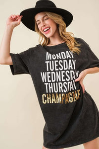 Days of the Week Champagne SequinTrim Shirt #S328