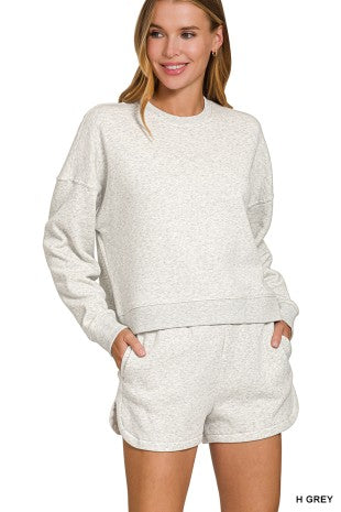 Fleece Long Sleeve Sweatshirts & Shorts Set