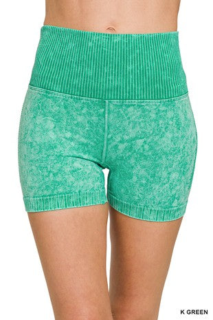 Washed Seamless High Waisted Shorts