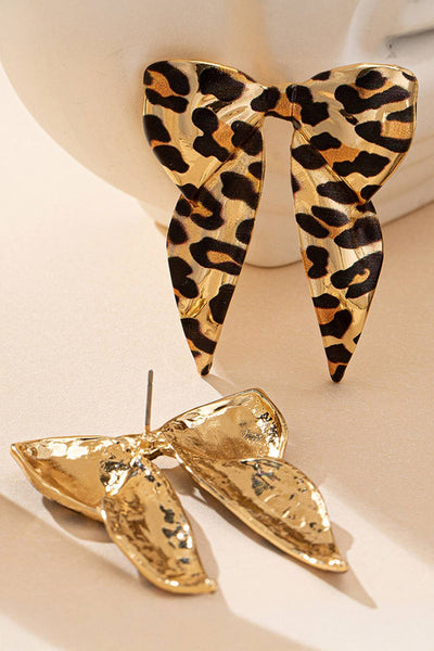 Wild Leopard Print Bow Knot Fashion Plated Earrings #P123