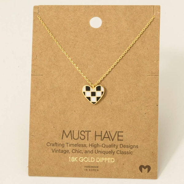 Checkered Heart Necklace #NN8898