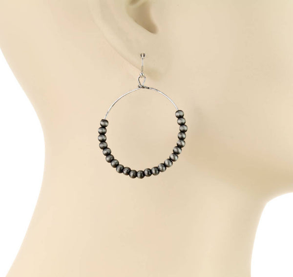 Navajo Style Pearl Round Dangle Earrings #BRS01