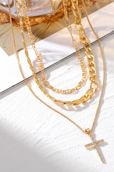 Cross Stacked Chains Necklace #P121