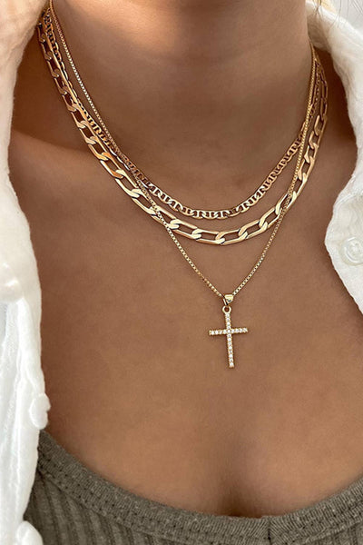 Cross Stacked Chains Necklace #P121