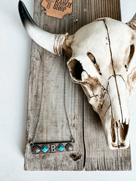 Western Initial Concho Bar Necklace #BRS04