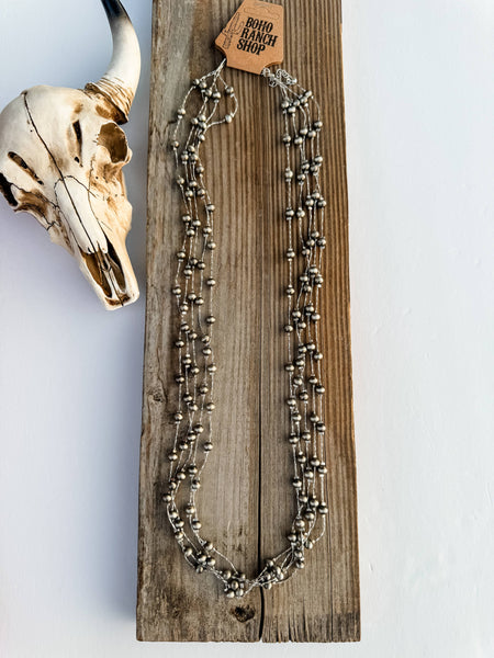 Western Navajo Style Pearl Wire Layered Necklace #BRS05