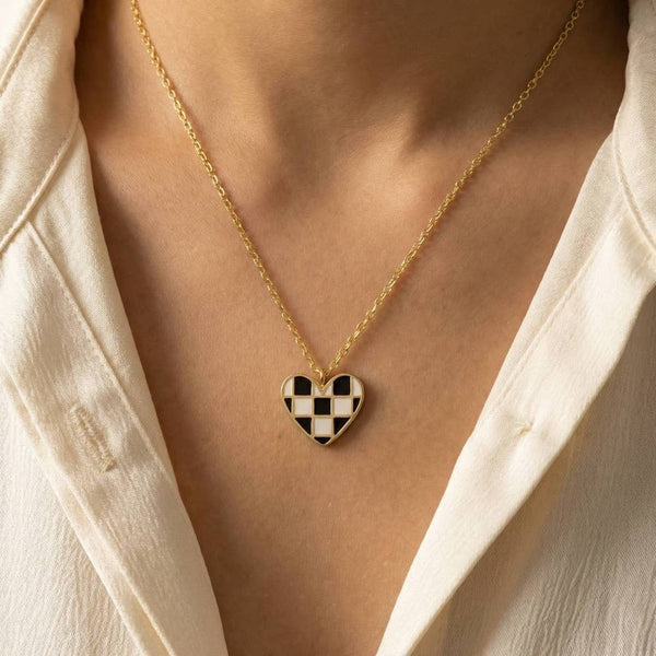 Checkered Heart Necklace #NN8898
