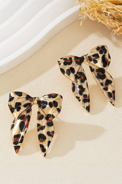 Wild Leopard Print Bow Knot Fashion Plated Earrings #P123