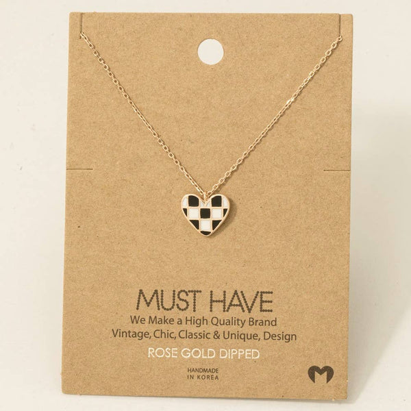 Checkered Heart Necklace #NN8898