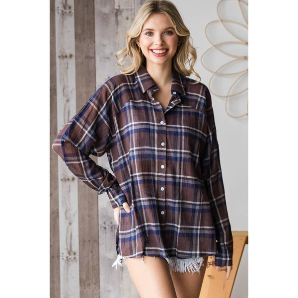 Boyfreind Plaid Shirt #VJ511