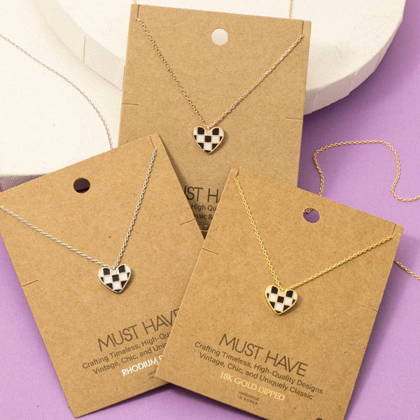 Checkered Heart Necklace #NN8898