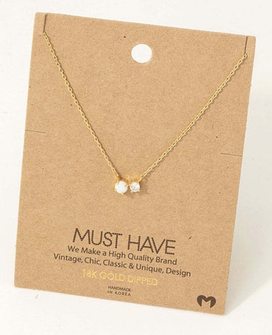 Dainty opal rhinestone necklace #jw119