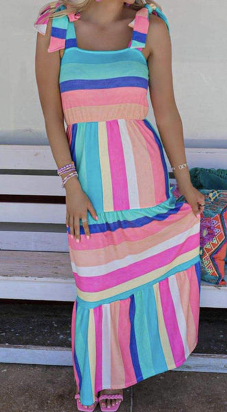 Multi Color Striped Dress #D106