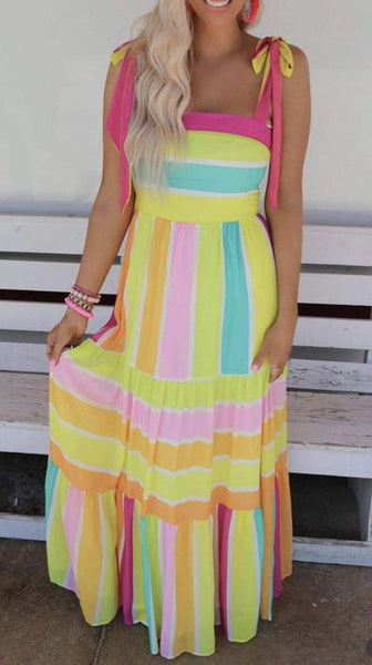 Multi Color Striped Dress #D106