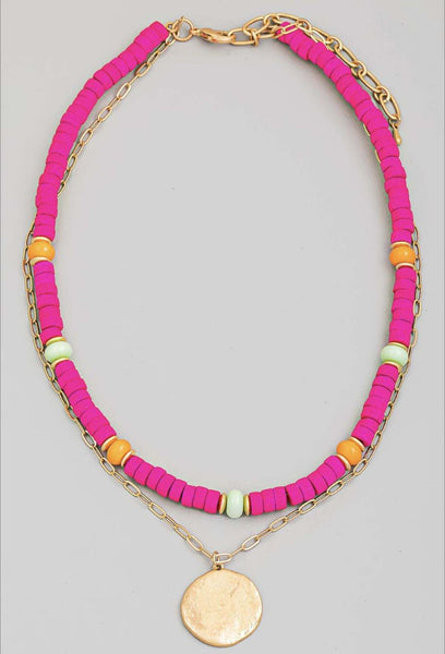 Beaded Layer & Coin Necklace #JW121
