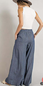 Wide Leg Washed Denim Pants #S220