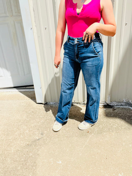 Double button wide leg #jb110