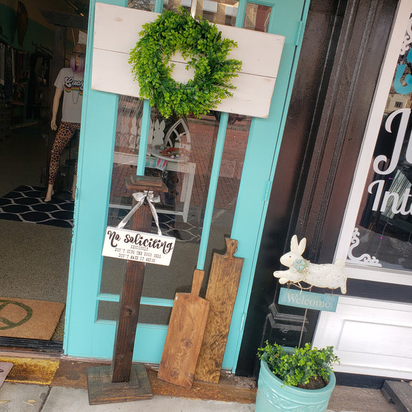 Front Porch Stand With No Soliciting Sign