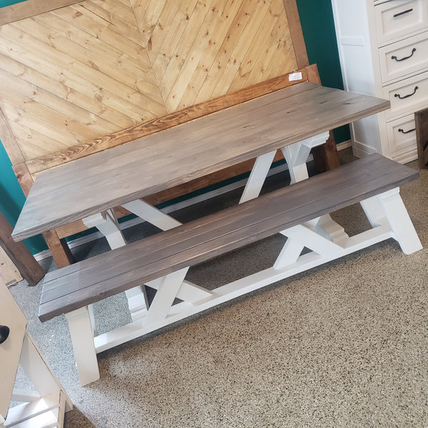 Custom Built Farmhouse Table & Bench NOT AVAILABLE FOR SHIPPING Located in Farmersville, TX