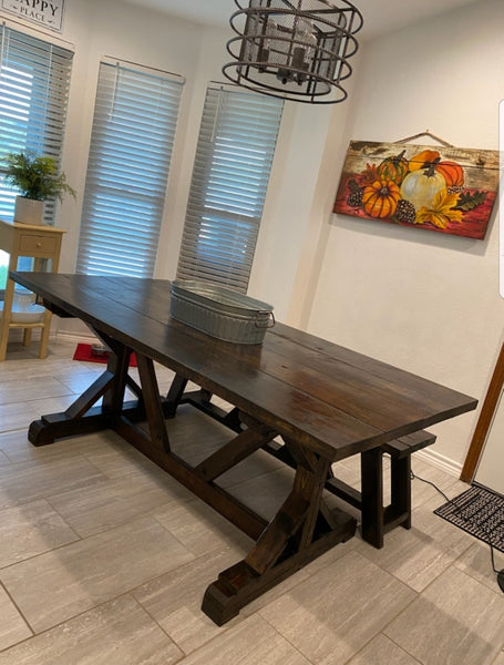 Custom Built Farmhouse Table & Bench NOT AVAILABLE FOR SHIPPING Located in Farmersville, TX