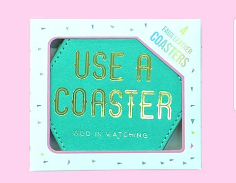Use A Coaster God Is Watching Coaster Set