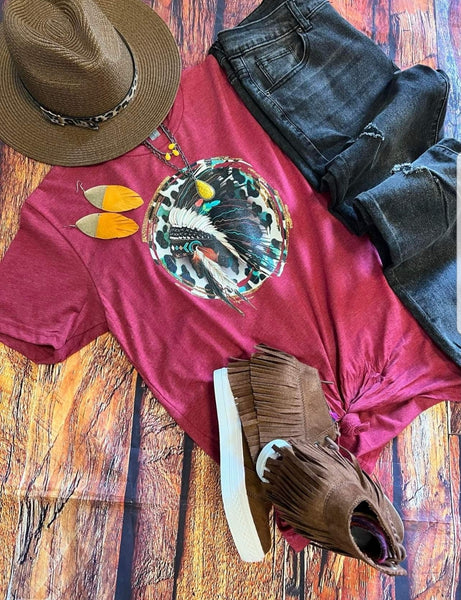 Cranberry Indian Headdress Tee