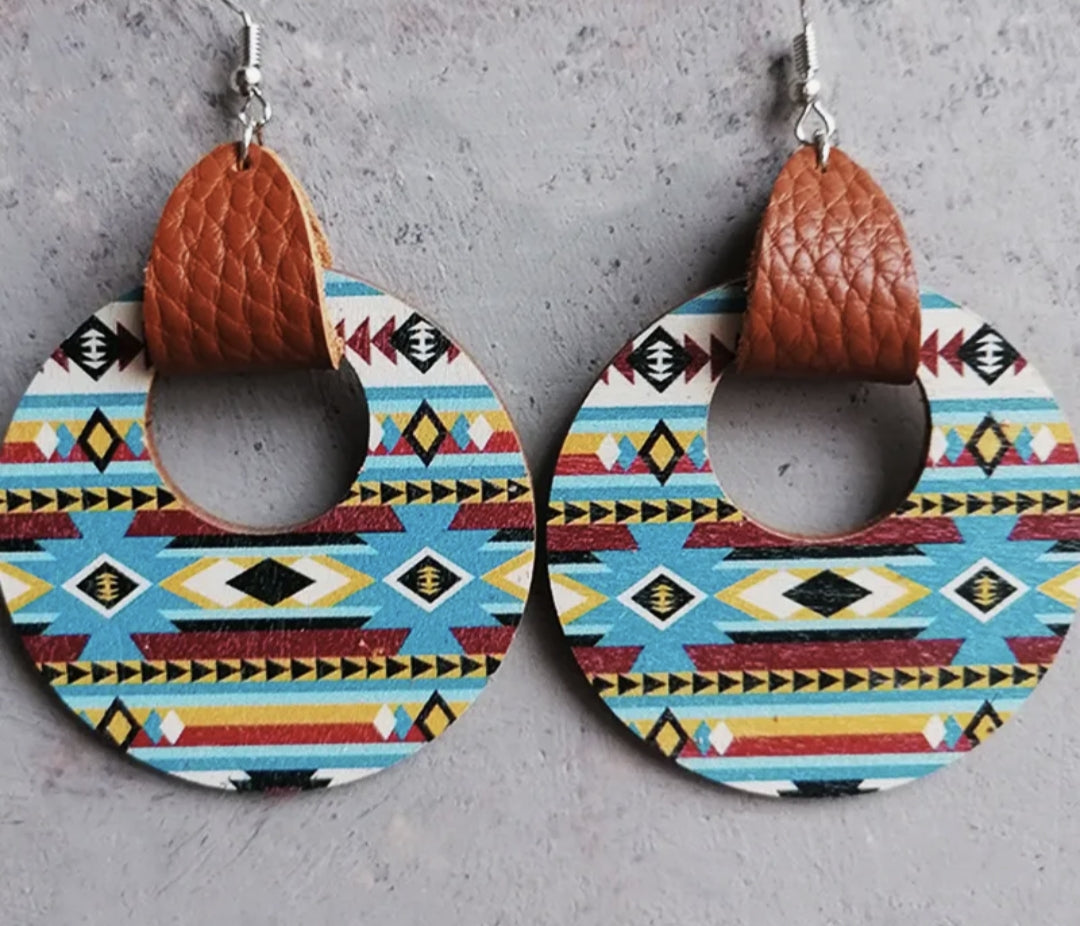 Aztec Wooden Earrings #E119