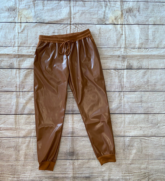 Pleather joggers #L102