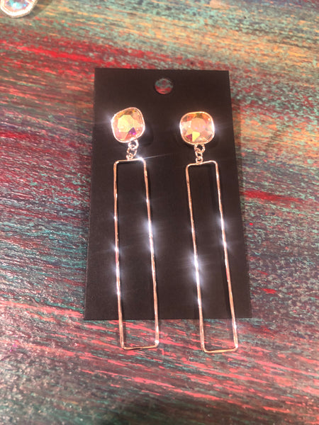 AB stone w/ silver wire drops #E673