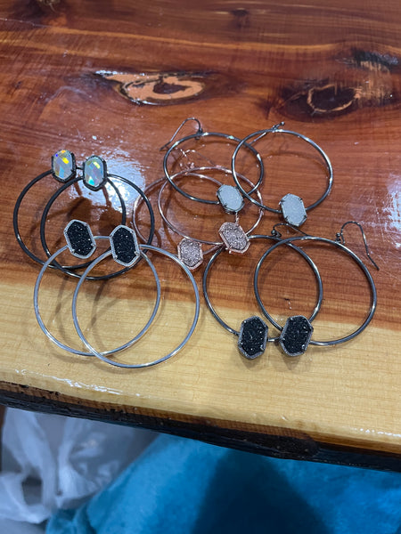 Druzy Hoop Earrings #E122