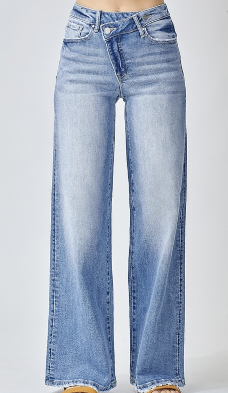 Risen wide leg jeans #S180