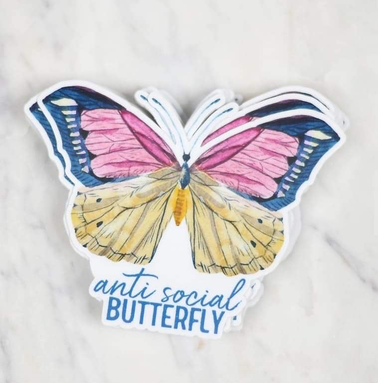 Anti Social Butterfly Sticker