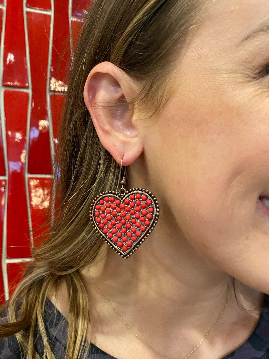Heart Shaped Dangle Earrings E104